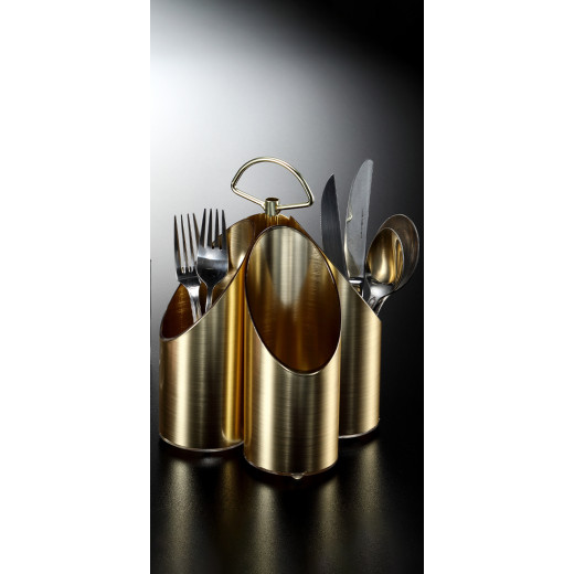 Vague Acrylic Cutlery Holder, Gold Color