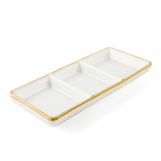Porceletta Ivory Mocha Porcelain Rectangular Compartment Dish 17.5 cm / 7