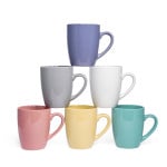 Decopor 6 Piece Stoneware Color Mugs Set 360 milliliter
