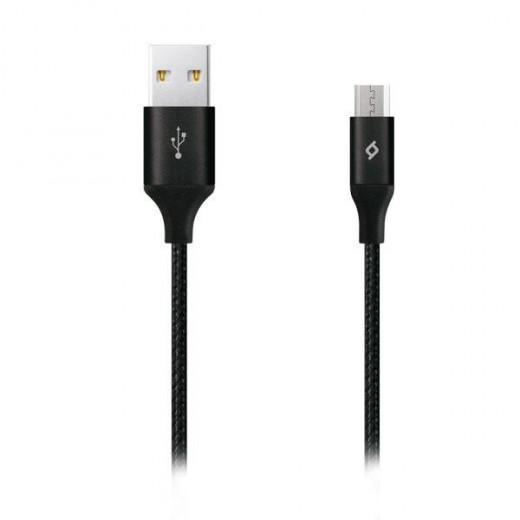 أسود تي تيك ألوميكابل  USB صغير، 2.0، XXL، 3MT.  كابل شحن / بيانات