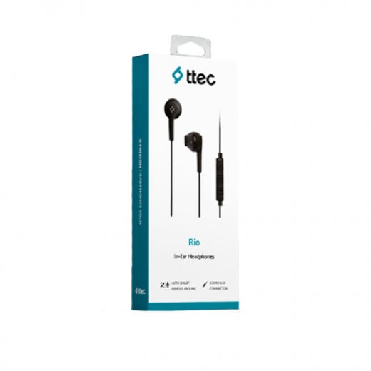 ttec RIO In-Ear Headphones with Built-in remote control , black