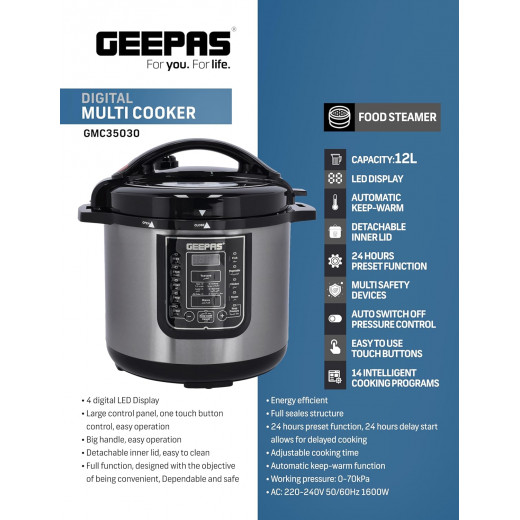 Geepas digital multi-cooker 12L