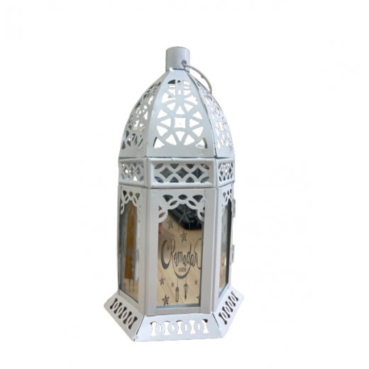 Ramadan Metal Lantern Decoration, White Color with light