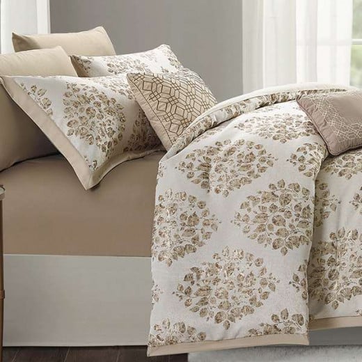 Nova Home "Montebello" Jacquard Comforter Set, Gold Color - King/Super King - 8 Pcs