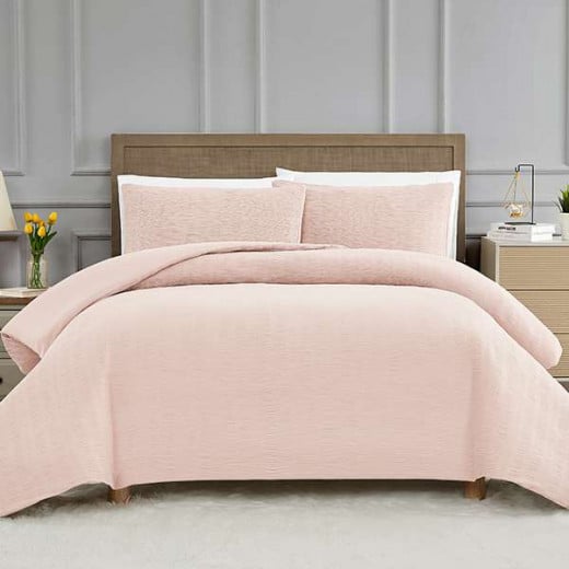 Nova Home "Simply" Crinkled Comforter Set, Pink Color, Size King, 4 Pieses