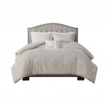 Nova Home Florence Jacquard Cotton Comforter Set, 7 Pieces, King, Super King, Beige Color