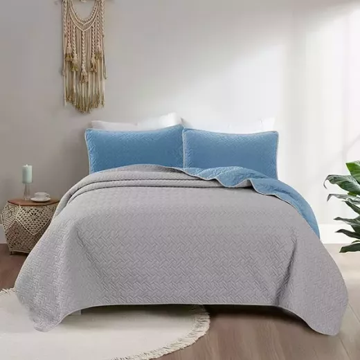 Nova Home Bed Spread, Blue Color, Twin Size, 3 Pieces