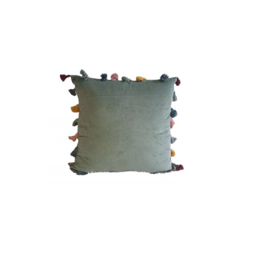 Nova Home Flossy Handmade Cushion Cover, Green Color, 50x50 Cm