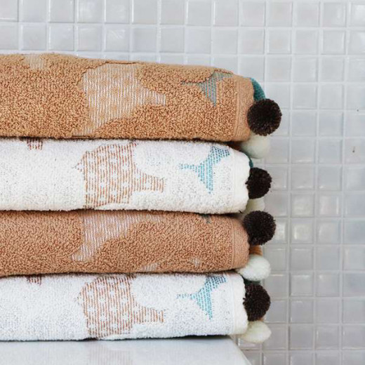 Nova Home Pompom 100% Cotton Towel, CreamyColor, Size 90*50