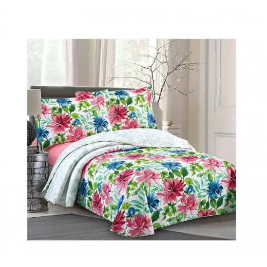 Nova Home Palm Bed Spread Set, 3 Pieces, Twin Size, White Color