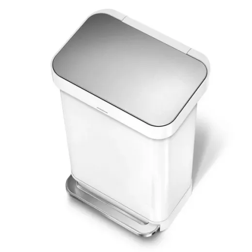 Simplehuman stainless steel trash bin, white color, 45 liter