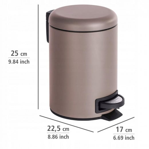 Wenko leman pedal bin, 3 liters, stainless steel, taupe