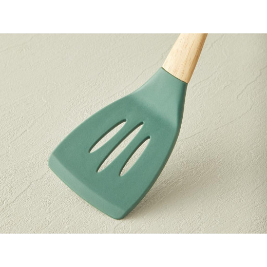 Silicone grill spatula, 32 cm, dark green color