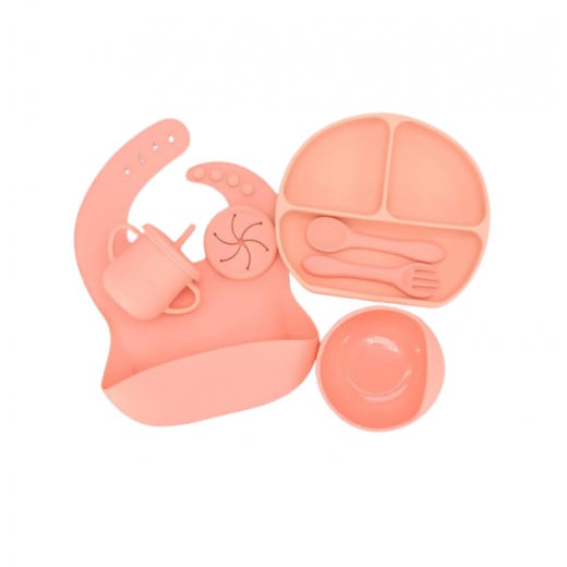Glitter Baby Silicone Baby Feeding Set, Pink Color