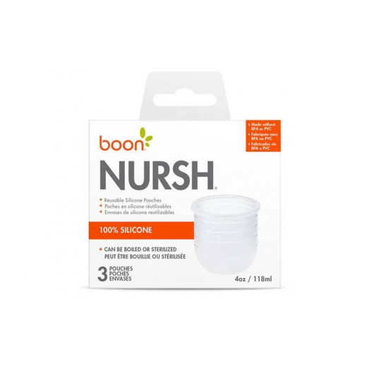 Boon Nursh Reusable Silicone Pouch Bottle, 4 Ounce (White)