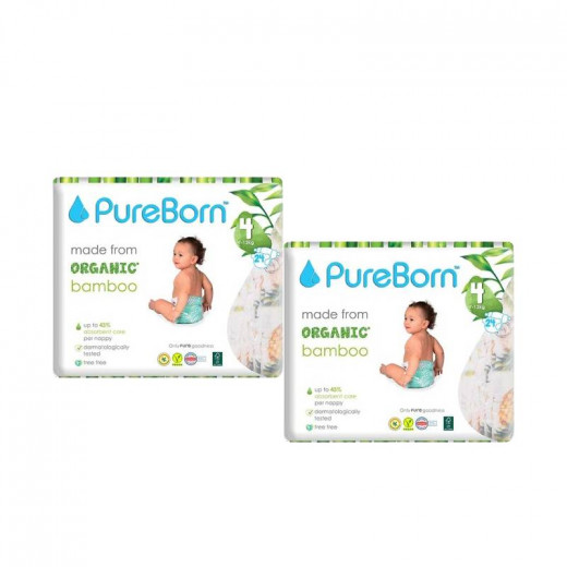 Pure Born Organic Nappies Single Pack, Tropic Design, Size 4, 7-12 Kg, 24 Pieces, 2 Packs
