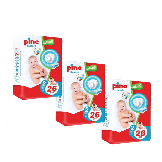 Pine,Classic Size 2, 26 Diaper,, 3-6 kg, 3 Packs