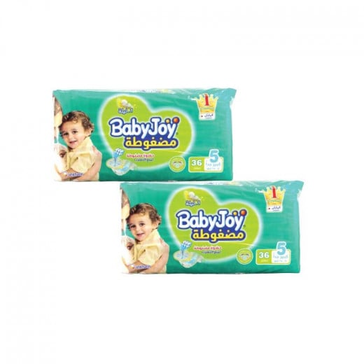 Baby Joy Junior Diapers Large Size 5, 14-25 kg, 36 Piece, 2 Packs
