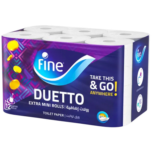Fine Toilet Smart Duetto Tissues 300 Sheets 2 Ply 12 Rolls