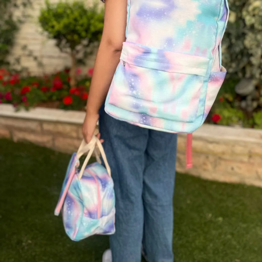 Girls School Backpack Backpack with Lunch Bag & Pencil Case Blue Star Design