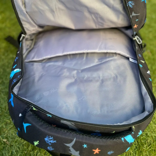 Boys School Backpack with Lunch Bag & Pencil Case Shark Design
