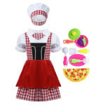 K Costumes | Kids Girls Chef Costume Plaid Apron Baker Cosplay Dress