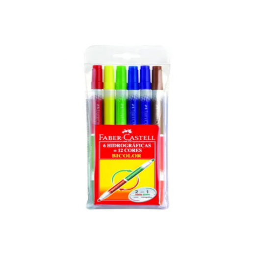 Faber Castell | Color Markers Bicolor Pens | Wallet of 6 | 12 Colors