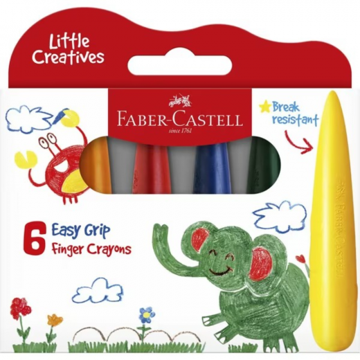 Faber Castell - Little Creatives Easy Grasp Finger Crayons - Set Of 6