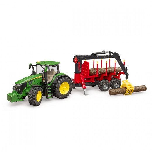 John Deere 7R Tractor with Forwarder and Logs