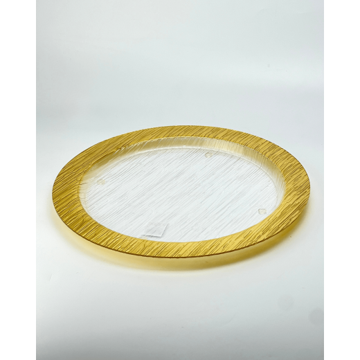 Vague Round Acrylic Serving Plate, Bark Design, 40 Cm