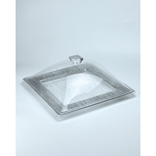 Vague Acrylic Square Serving Set, Silver Color, 31 Cm