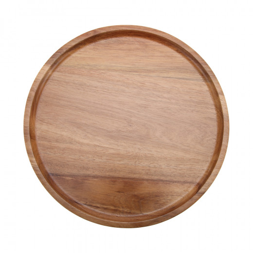 Vague Round Wooden Tray 26 Cm