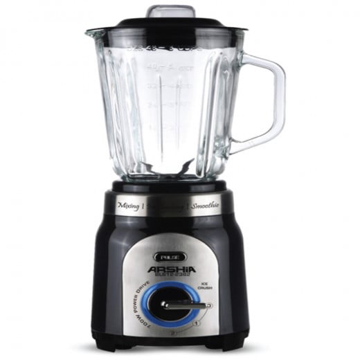 Arshia Essential Blender Black , 700 Watts , Unique 2 Variable Speed for controlling , 6 Stainless Steel Blades , 1.5 Liters Glass Jug
