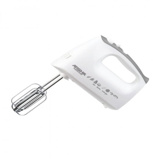 Arshia Hand Mixer White , 5 Speed Control , 400 watt ,  includes accessories such as beaters and dough hooks
