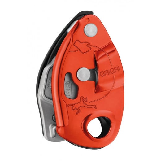 GRIGRI Belay device with cam-assisted blocking for climbing