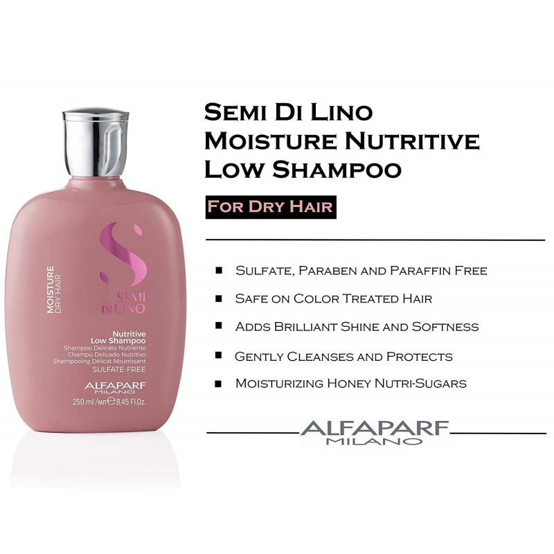 Alfaparf Milano Semi di Lino Moisture Nutritive Shampoo and Conditioner Set  for Dry Hair - Sulfate Free Moisturizing Shampoo and Conditioner - Safe on  Color Treated Hair - Adds Shine and Softness