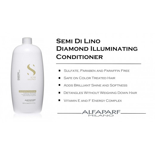 Alfaparf Milano Semi Di Lino Diamond Shine Illuminating Hair Conditioner - Sulfate Free - For Normal Hair - Paraben and Paraffin Free 1000 ml