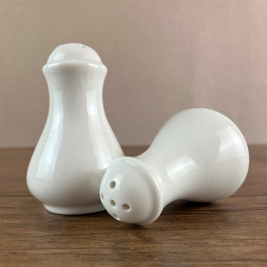 Plain white porcelain salt shaker