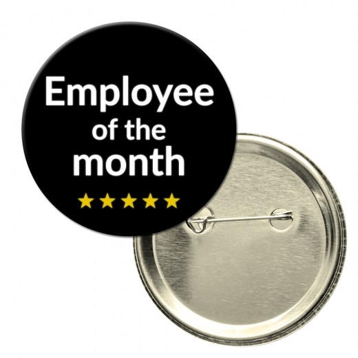 Button badge - Employee of the month, minimalist design on black background