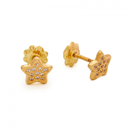 shooting stars gold stud earrings with cubic zicronia