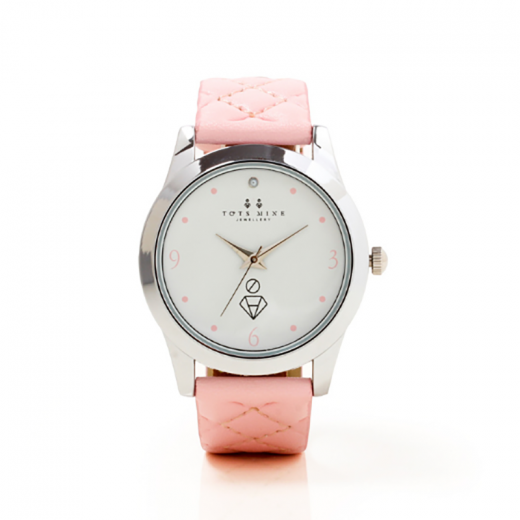 perla’s Pink mothers watch with small white stone
