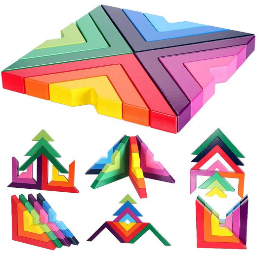 لعبة بناء خشبية على شكل مثلثات